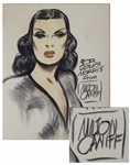 Milton Caniff Charcoal Drawing of the Dragon Lady From Terry and the Pirates -- Measures 24 x 30